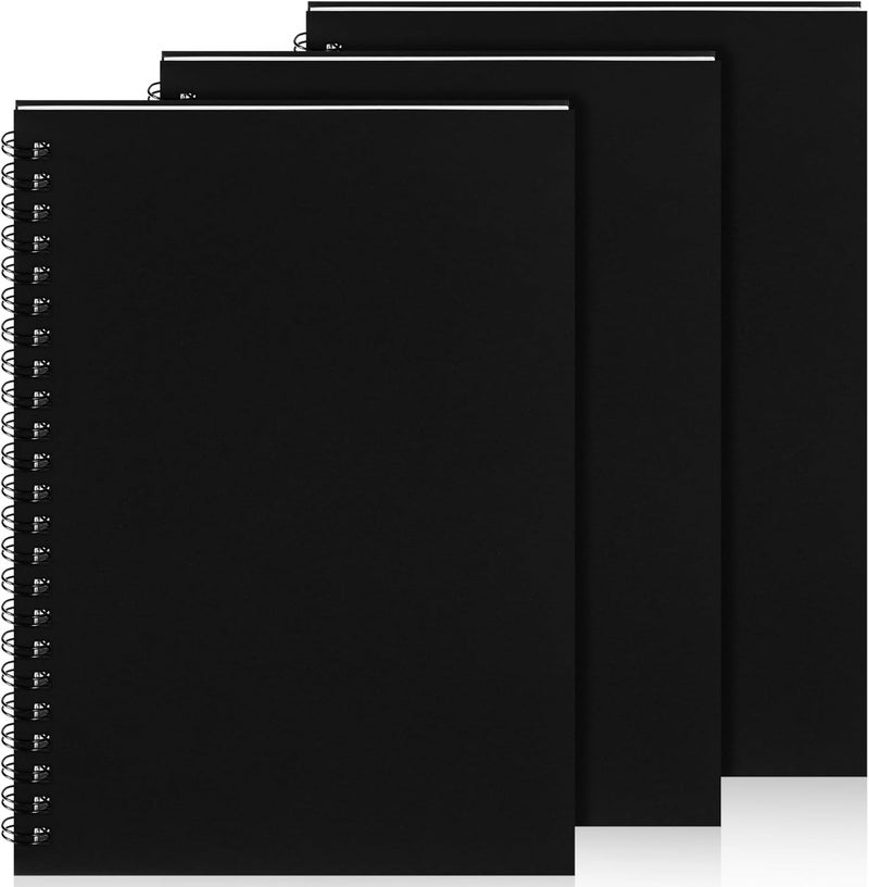 Yahenda دفتر ملاحظات حلزوني بالجملة A5 دفتر يوميات مخطط 8.3'' × 5.5'' ورق كتابة صغير دفتر ملاحظات لموضوعات الطلاب مكتب أعمال مستلزمات العودة إلى المدرسة (أسود، 3 قطع) - Image 1